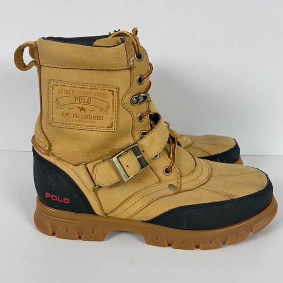Polo Ralph Lauren Tenard Boots Men's 9.5 D Duck Boots Tan Brown Suede Leather - Picture 1 of 16